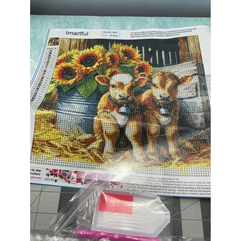 Diamond Painting‎ Kit Calves Sunflowers DIY Craft Project 30x30cm New